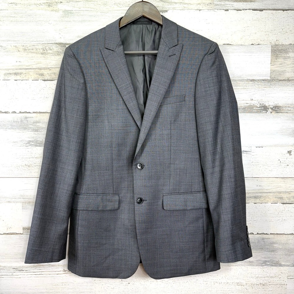 Calvin Klein Mens Gray Extreme Slim Fit 2 Button‎ Summer Wool Suit Jacket Sz 38R